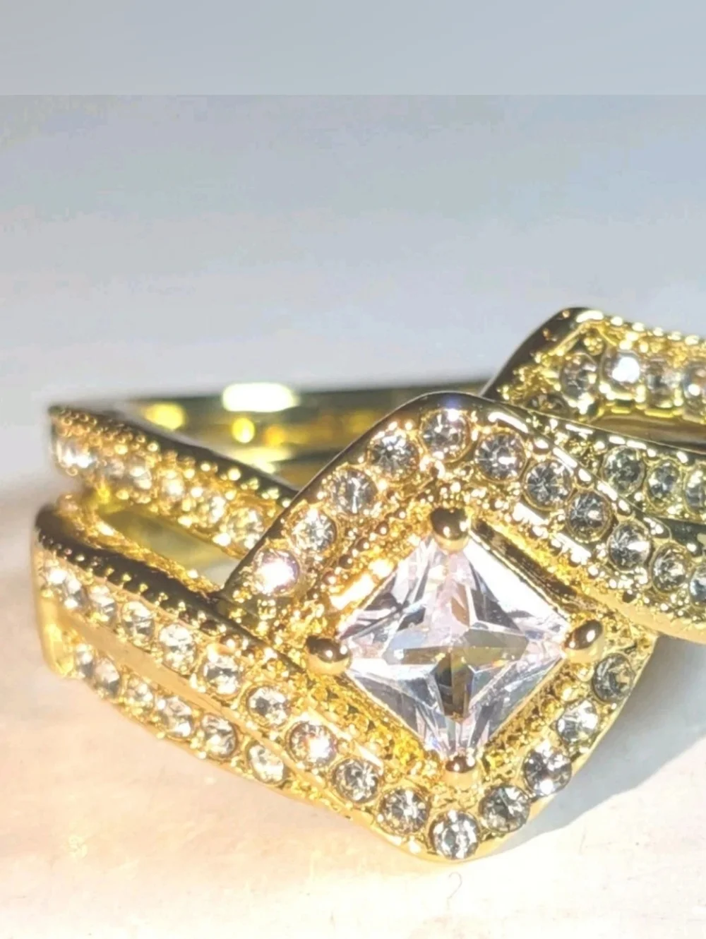 3Ct Lab-Created Diamond Engagement Bridal Ring Set 14K Yellow Gold Plated Sz 10
